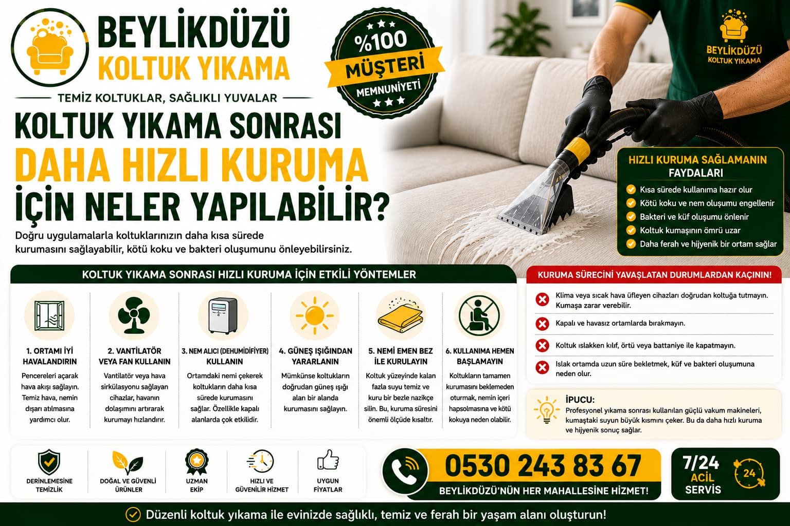 Koltuk Yıkama Sonrası Daha Hızlı Kuruma İçin Neler Yapılabilir?